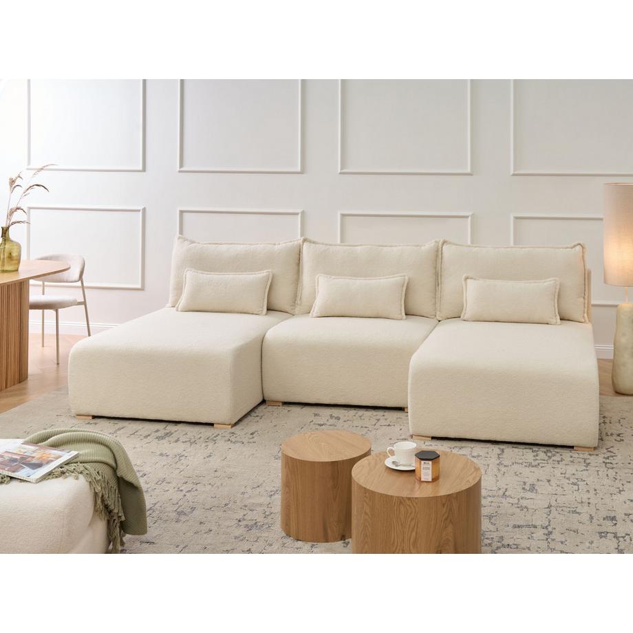 Beliani U-förmiges Sofa aus Bouclé Minimalistisch NERBO  