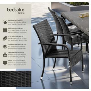 Tectake Rattanstuhl Girona, stapelbar, Belastbarkeit 120 kg  