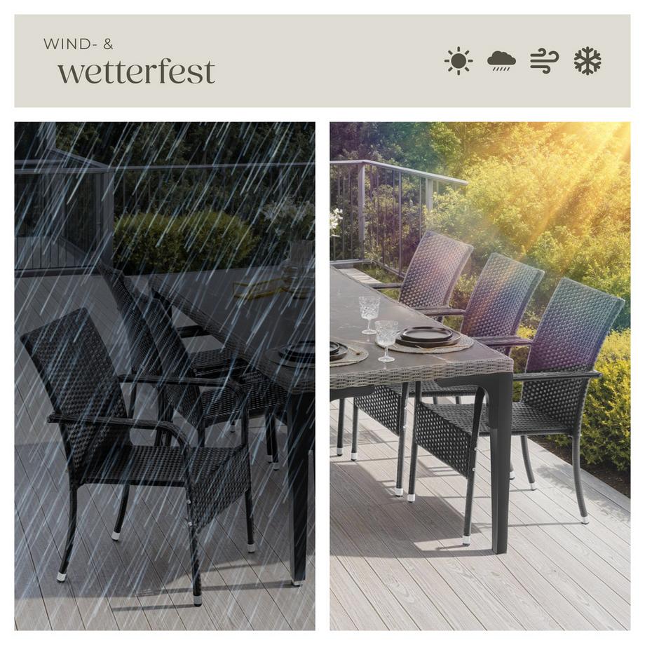 Tectake Rattanstuhl Girona widerstandsfähig UV-beständig  