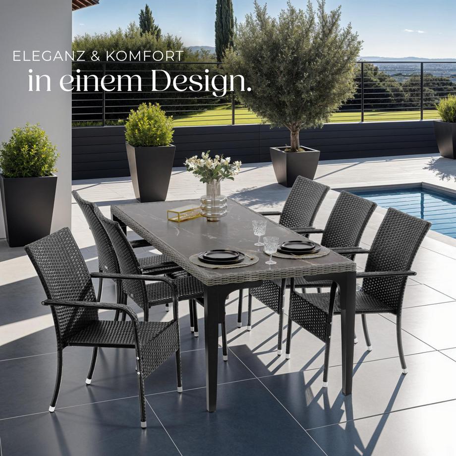 Tectake Rattanstuhl Girona widerstandsfähig UV-beständig  