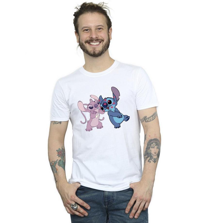 Disney T-shirt Imprimé Graphique Stitch et Angel  