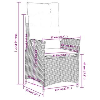 VidaXL Chaise de jardin inclinable rotin synthétique  