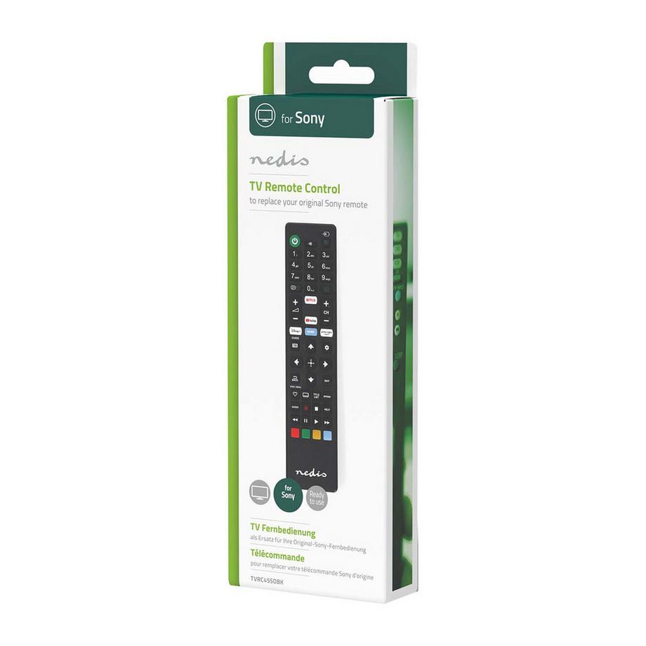 Nedis  Remote de remplacement | Convient pour: Sony | Fixé | 1 appareil | Amazon Prime / Disney + Button / Netflix Button / Bouton YouTube | Infrarouge | Noir 