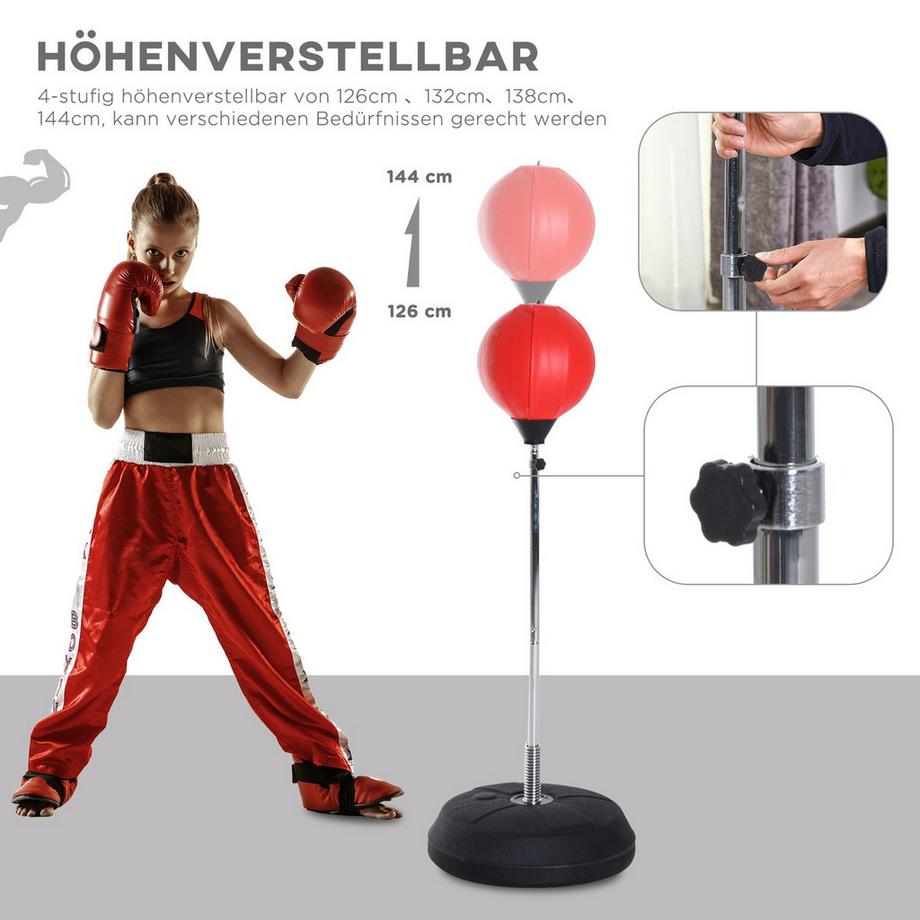 Northio  Boxsack, 1,26-1,44 m Boxständer mit Handschuhe, Punchingball, höhenverstellbar Standboxball, Standboxtrainer für Boxing, Kunstleder 