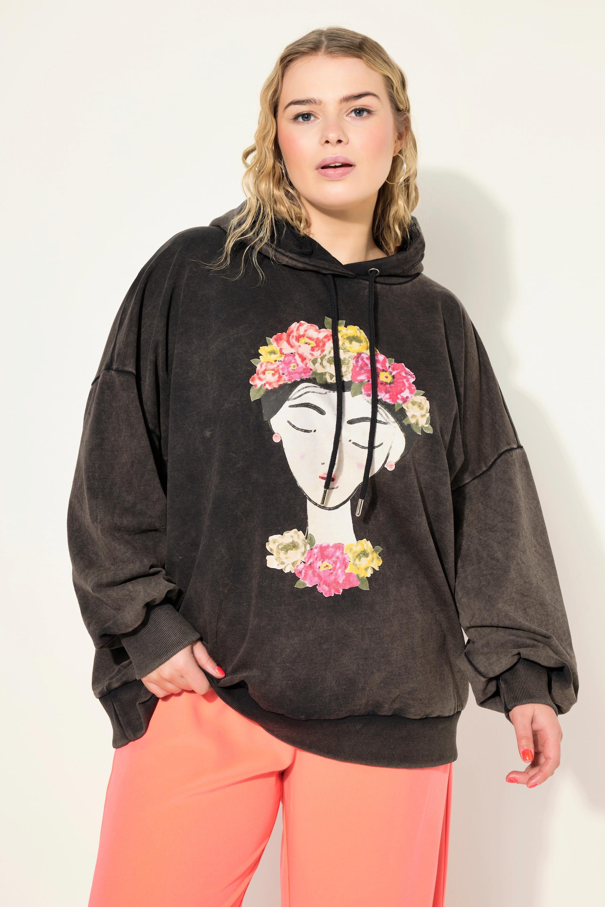 Studio Untold  Maglia dal taglio oversize con Woman, cappuccio, stile vintage e maniche lunghe 