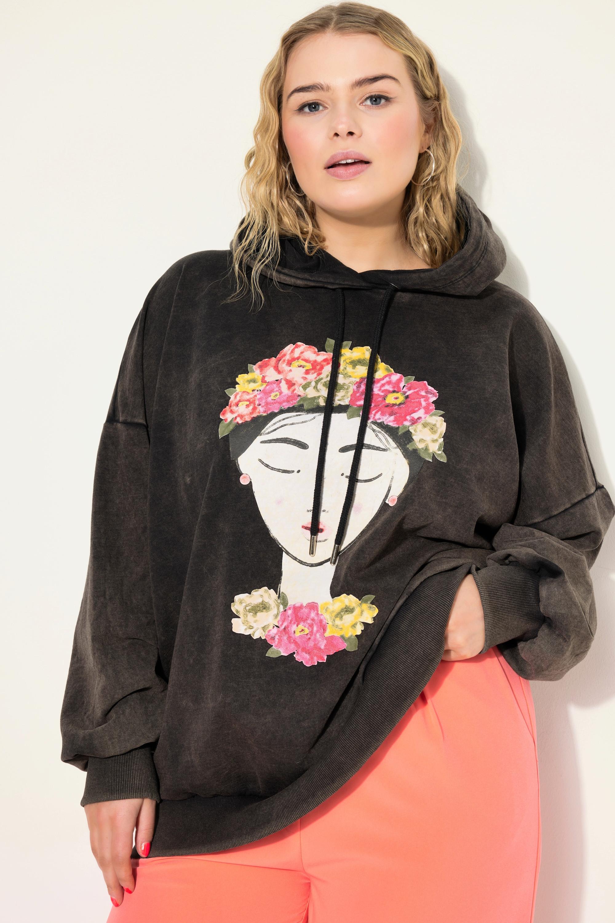 Studio Untold  Maglia dal taglio oversize con Woman, cappuccio, stile vintage e maniche lunghe 