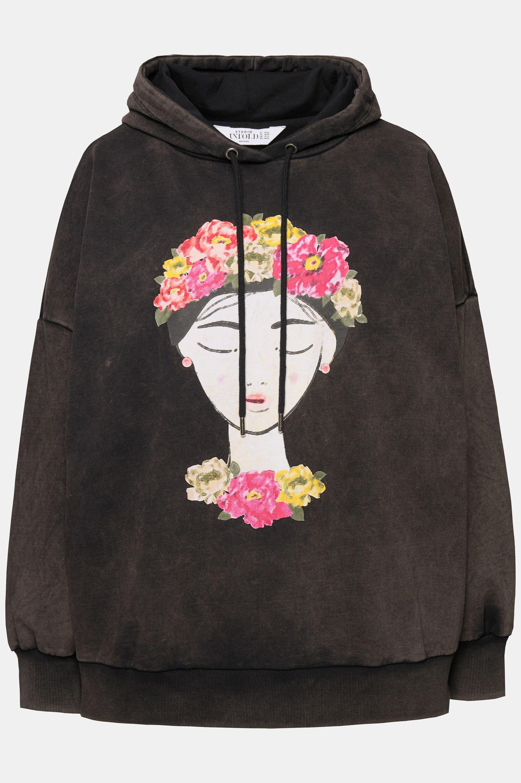 Studio Untold  Maglia dal taglio oversize con Woman, cappuccio, stile vintage e maniche lunghe 