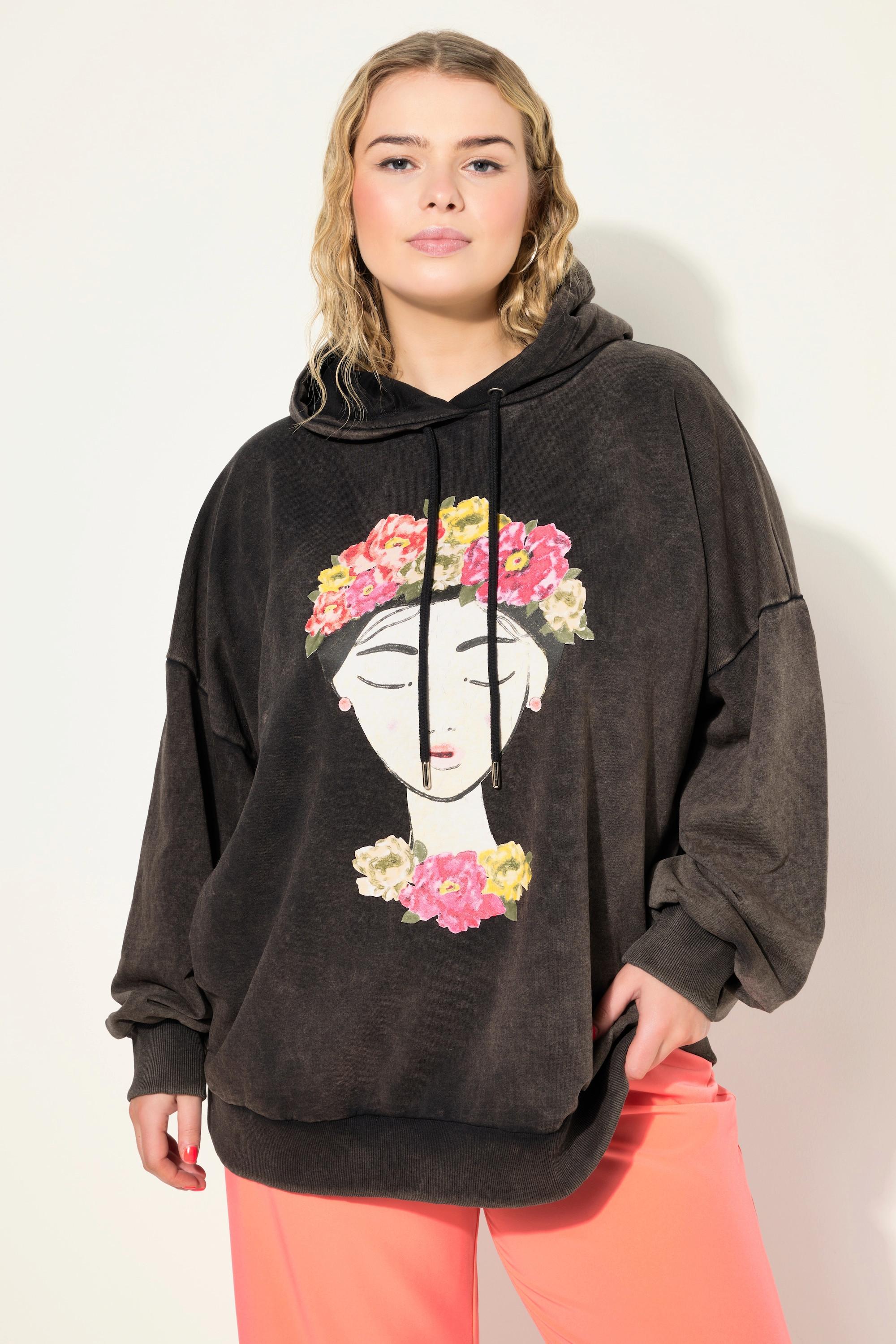 Studio Untold  Maglia dal taglio oversize con Woman, cappuccio, stile vintage e maniche lunghe 