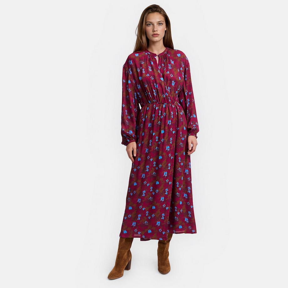 Robe longue imprimé floral à manches longues et col rond