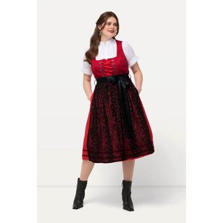 Ulla Popken  Tradizionale abito smanicato Dirndl con grembiule di pizzo e scollo rettangolare 