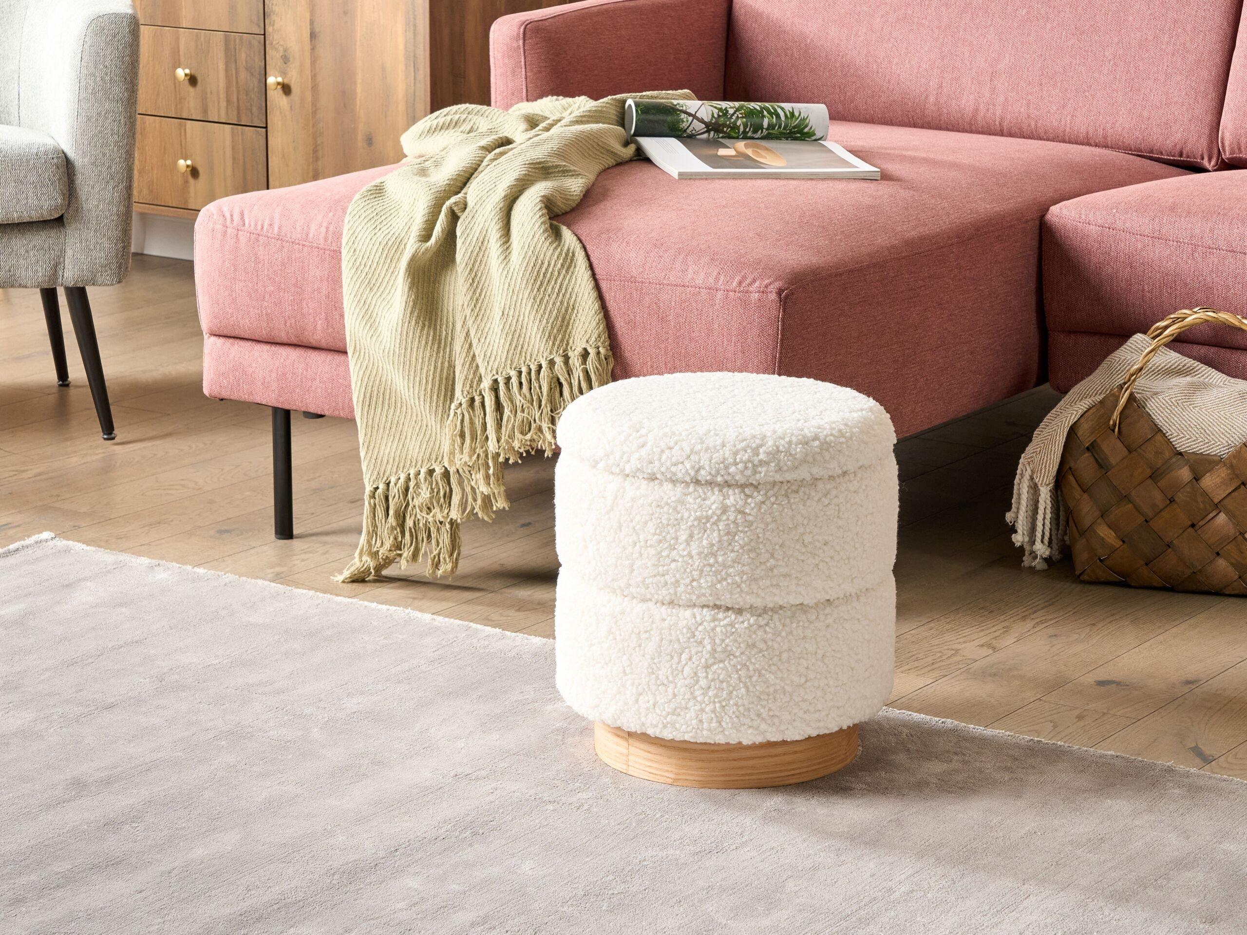 Beliani Pouf en Fourrure synthétique Glamour OGDEN  