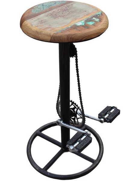 mutoni Tabouret de bar avec chaîne de vélo et pédales  