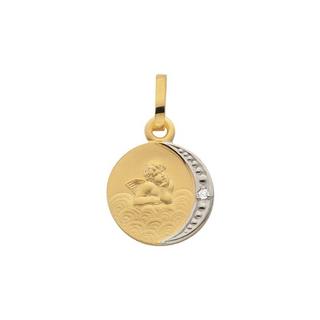 MUAU Schmuck  Anhänger Schutzengel Gelbgold 750 Diamant 0.005ct. 16x10mm 