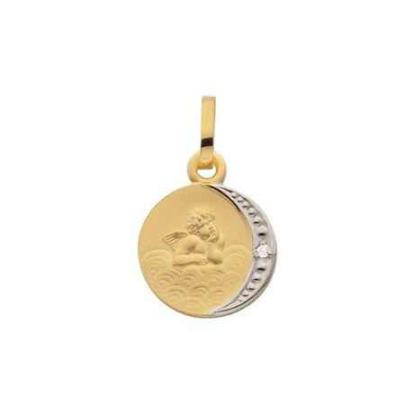 MUAU Schmuck  Anhänger Schutzengel Gelbgold 750 Diamant 0.005ct. 16x10mm 