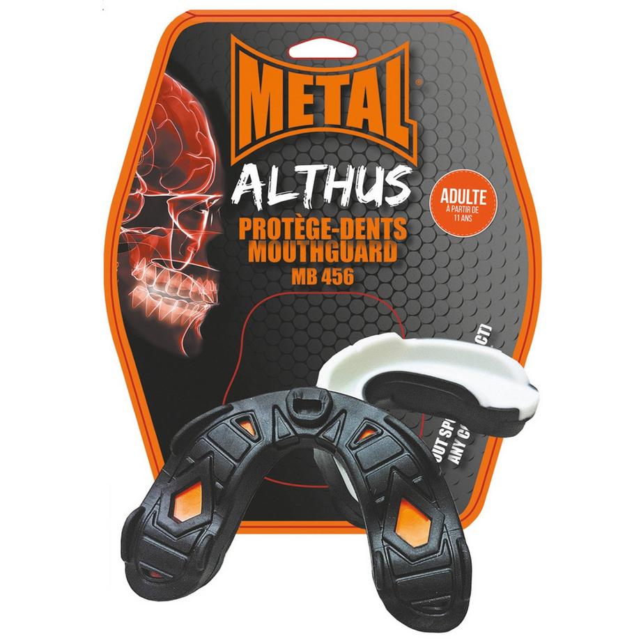 ALTHUS" mouthguard with excellent comfort.A gel thickness on a semi-rigid and ergonomic floor, which allows an easy and efficient fitting. Thermo-moldable! Size: Adult only CE standard product (conforms to European standards).
