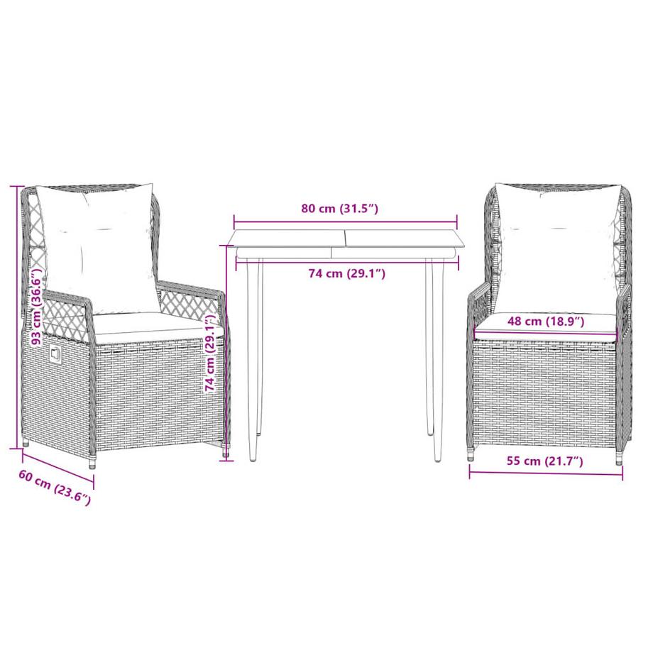 VidaXL set da pranzo da giardino Polirattan  