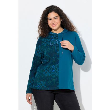 Ulla Popken Maglia con Cappuccio Stampa Patchwork Maniche Lunghe  