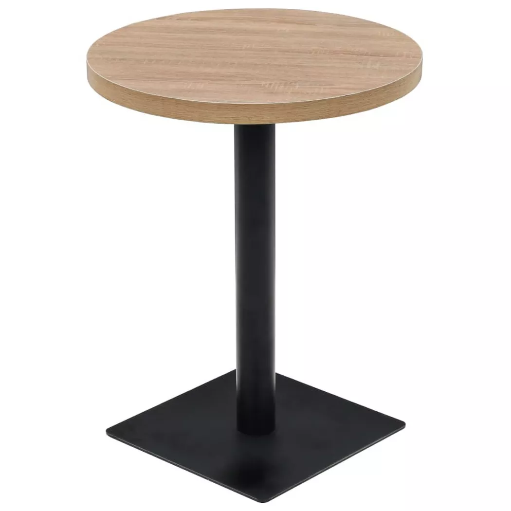 vidaXL Table de bistro MDF et acier Rond 60 x 75 cm Couleur de chêne