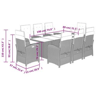 VidaXL Ensemble de salle à manger de jardin rotin synthétique  