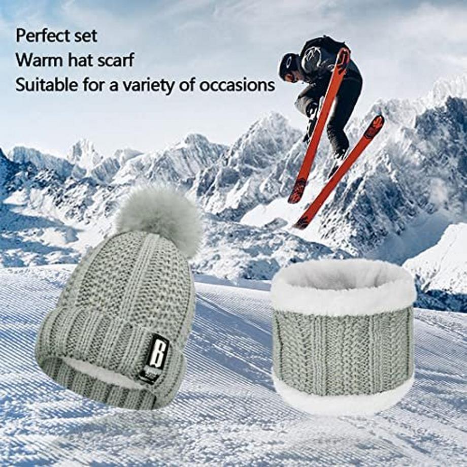 Only-bags.store 5-in-1 Gestricktes Mütze Schal Handschuh Set  