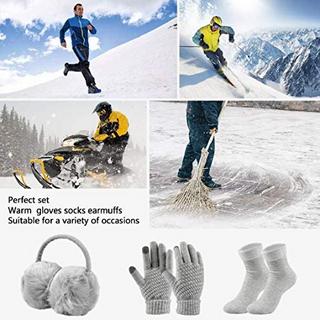 Only-bags.store Ensemble 5-en-1 Bonnet Écharpe Gants Tricoté  