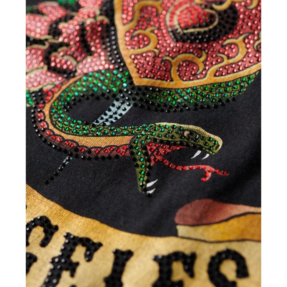 Superdry Canottiera con strass effetto tatuaggio  