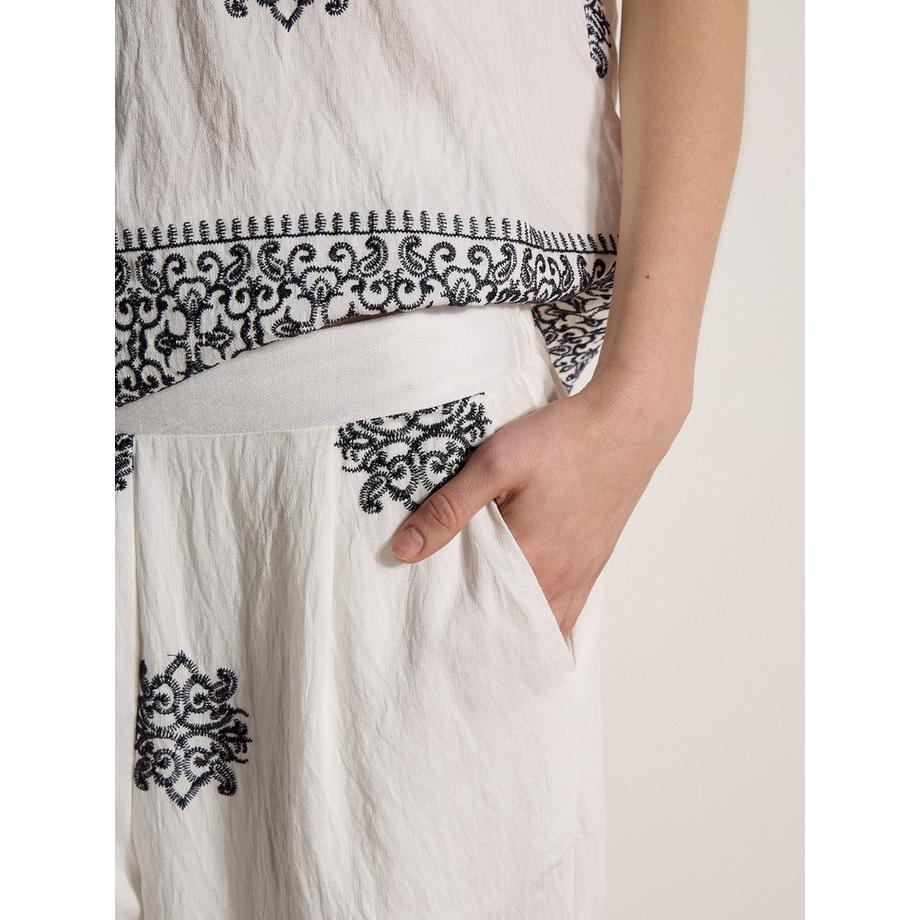 APRICOT Weite Hose mit Paisley-Stickerei  