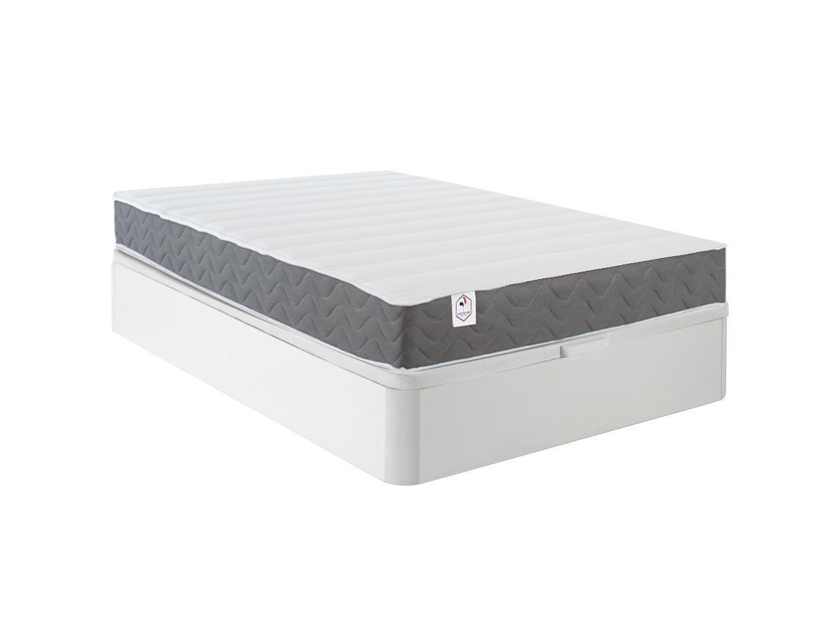 Vente-unique Ensemble 140 x 190 cm sommier coffre blanc + matelas mousse HD mémoire de forme et tissu 3D respirant ép.18cm - HEAVEN de DREAMEA  