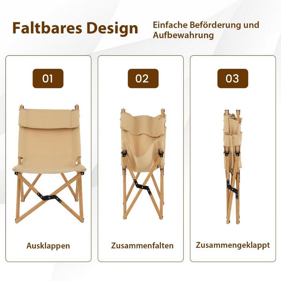 Northix  Tragbarer Klappbarer Campingstuhl Bambusstuhl mit 2-Stufig Verstellbarer Rückenlehne 