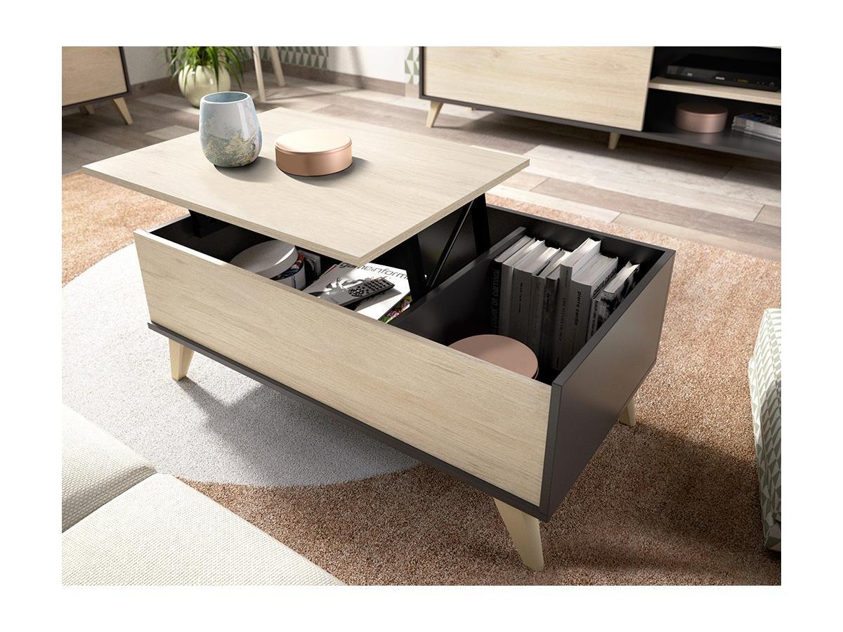 Vente-unique Table basse relevable KOLYMA 1 niche  Chêne  