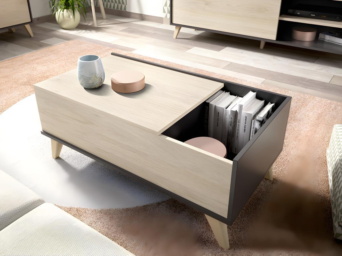 Vente-unique Table basse relevable KOLYMA 1 niche  Chêne  