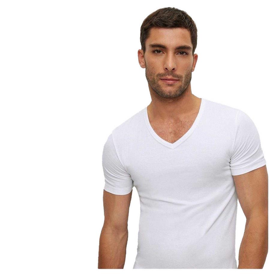 BOSS T-Shirt Scollo a V Vestibilità Aderente Confezione da Due  