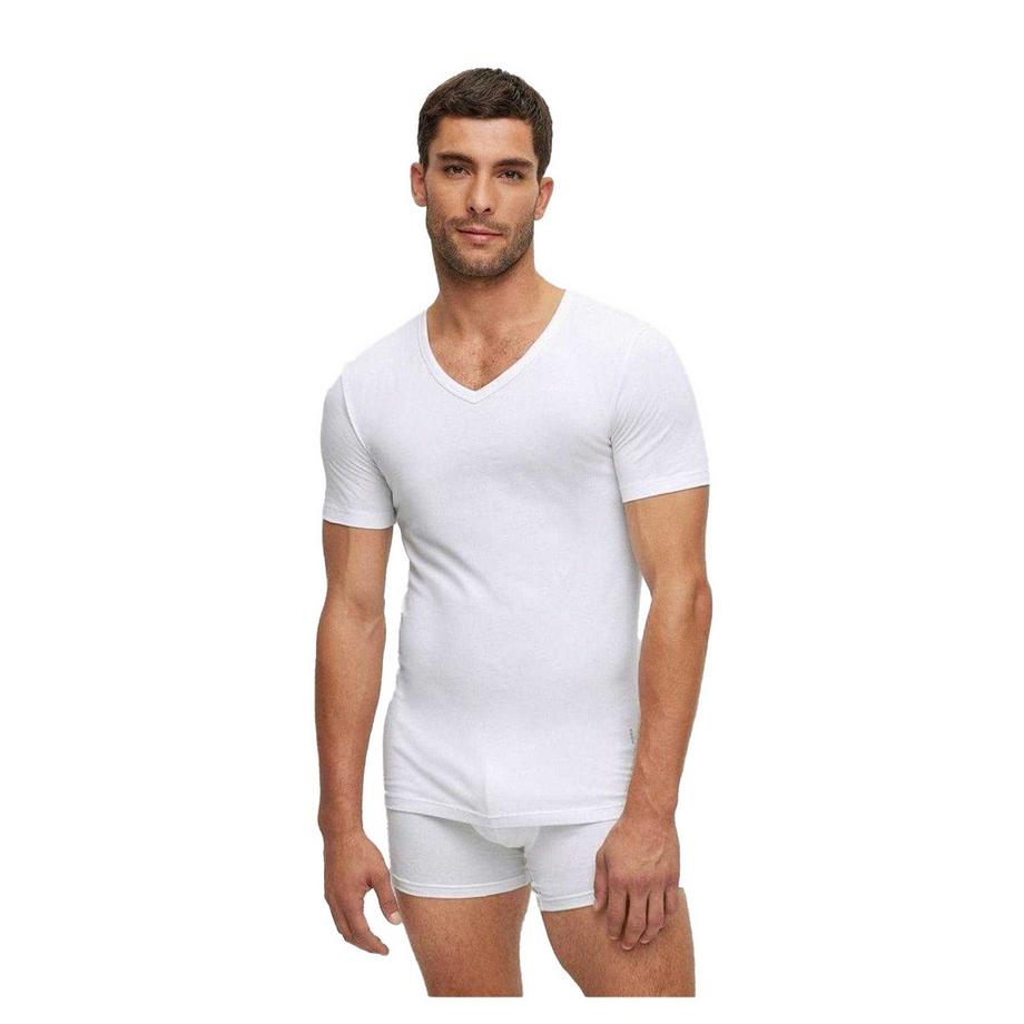 BOSS T-Shirt Scollo a V Vestibilità Aderente Confezione da Due  