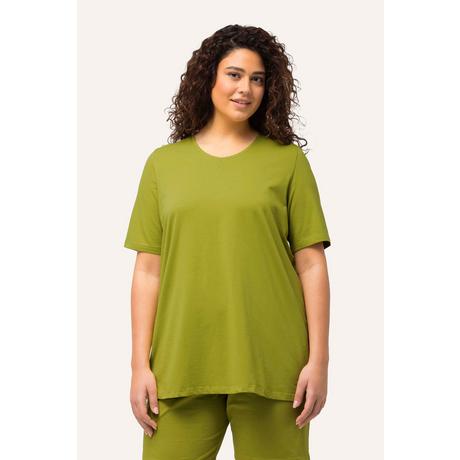 Ulla Popken  T-shirt dal taglio svasato con scollo a V e mezze maniche 