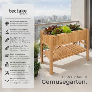 Tectake Carré potager de jardin sur pied surélevé  en bois avec étagère  