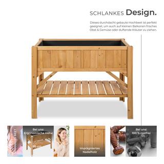 Tectake Carré potager de jardin sur pied surélevé  en bois avec étagère  