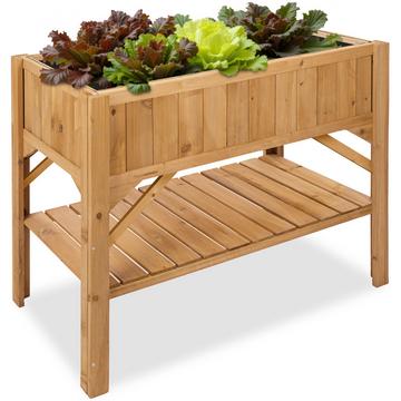 Carré potager de jardin sur pied surélevé  en bois avec étagère