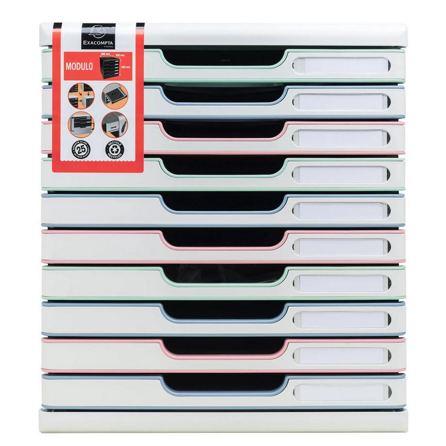 Exacompta Schubladenbox Modulo, 10 Schubladen, AutentiK  