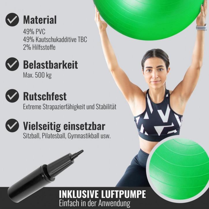 Gorilla Sports  SWISS BALL | BALLON DE GYM | DIAM 55 CM | COLORIS AU CHOIX 