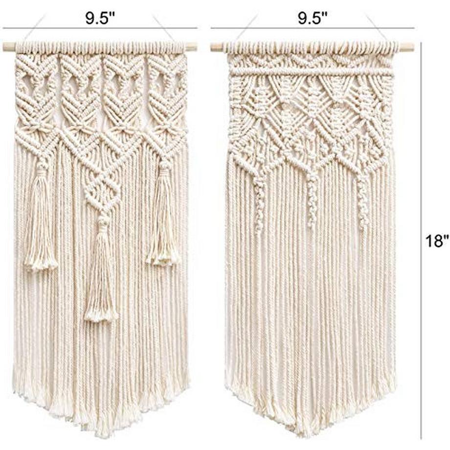 Alopini  2 pièces macramé tissé tenture murale Boho Chic bohème maison géométrique Art décor-belle décoration de dortoir d'appartement, petite taille 