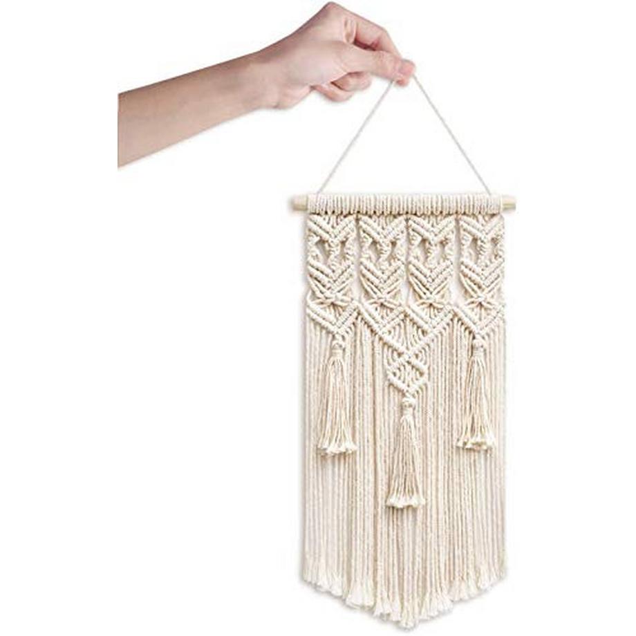 Alopini  2 pièces macramé tissé tenture murale Boho Chic bohème maison géométrique Art décor-belle décoration de dortoir d'appartement, petite taille 
