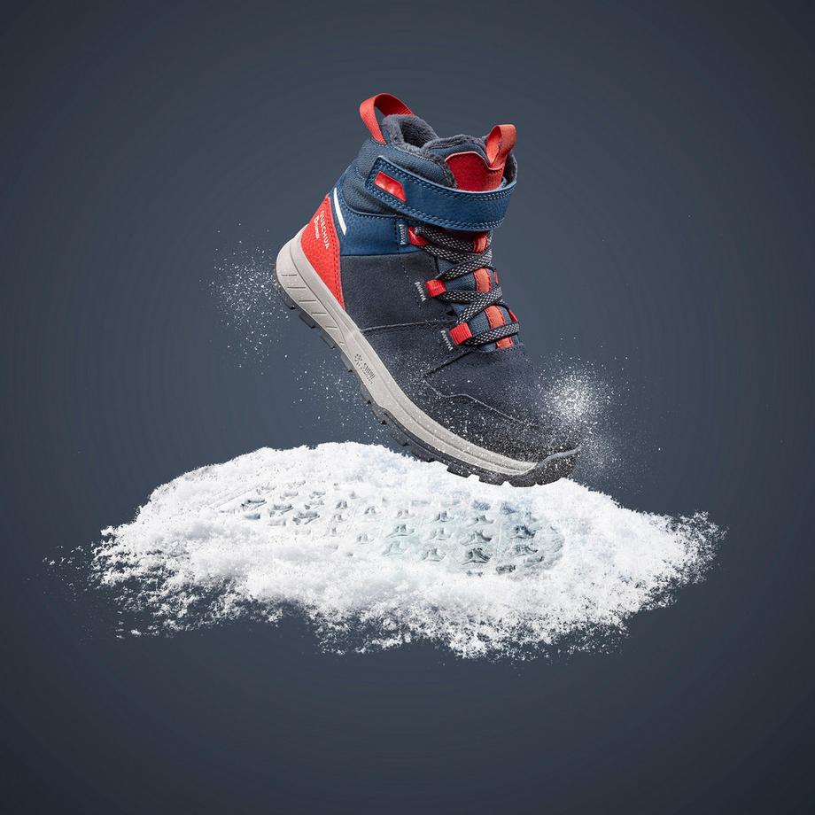 QUECHUA Winterschuhe Kinder Leder Klett warm wasserdicht - SH500  