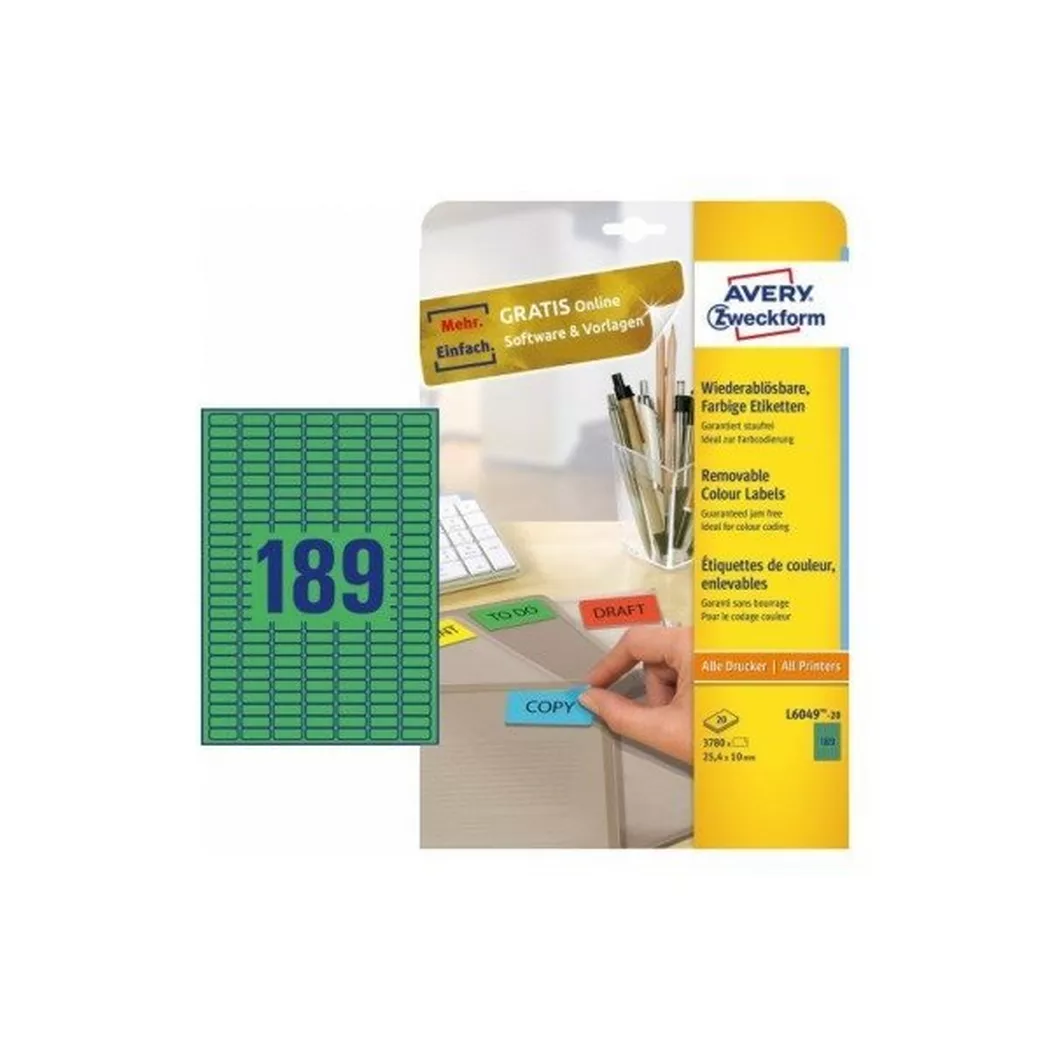 Avery-Zweckform – AVERY ZWECKFORM Etiketten 25,4x10mm, 3780Stk., One Size, Grün