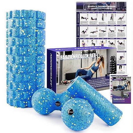 Alopini  Kit de rouleaux de fascias avec massage texturé 3D, mini rouleau de fascias, boule de fascias et duoball 