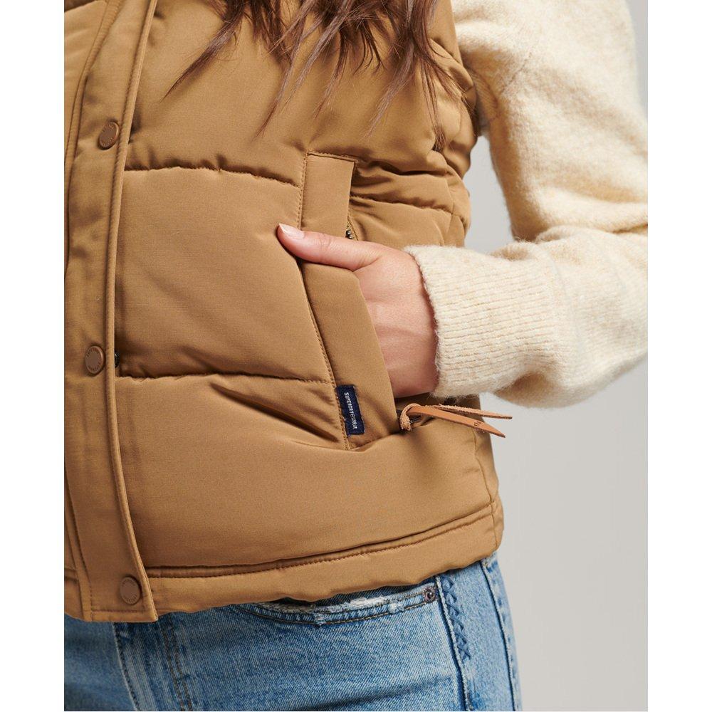 Superdry Everest Ärmellose Daunenjacke mit Kunstpelz  