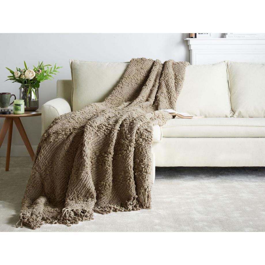 Beliani Vella Boho Coperta Morbida in Cotone  