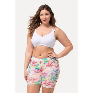 Ulla Popken  Pantaloncini in mesh velato con fiori 