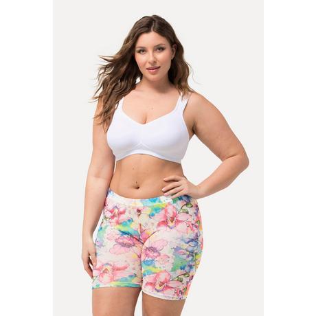 Ulla Popken  Pantaloncini in mesh velato con fiori 