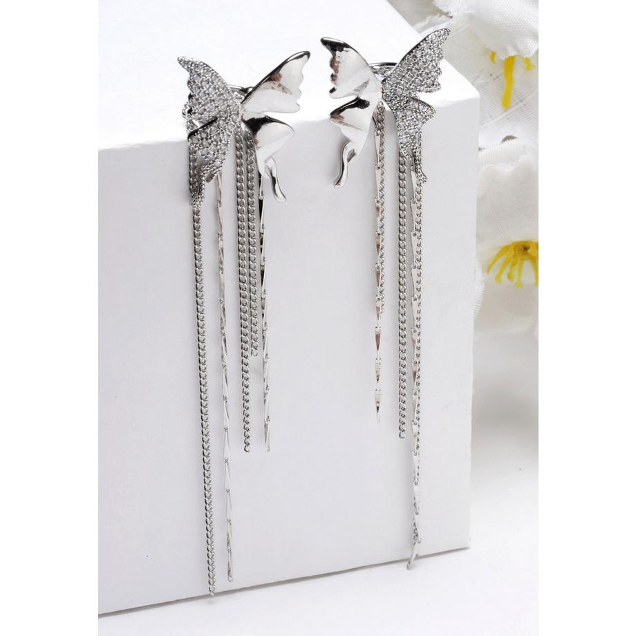 AVANT-GARDE PARIS  Orecchini Farfalla con Nappa in Cristallo 