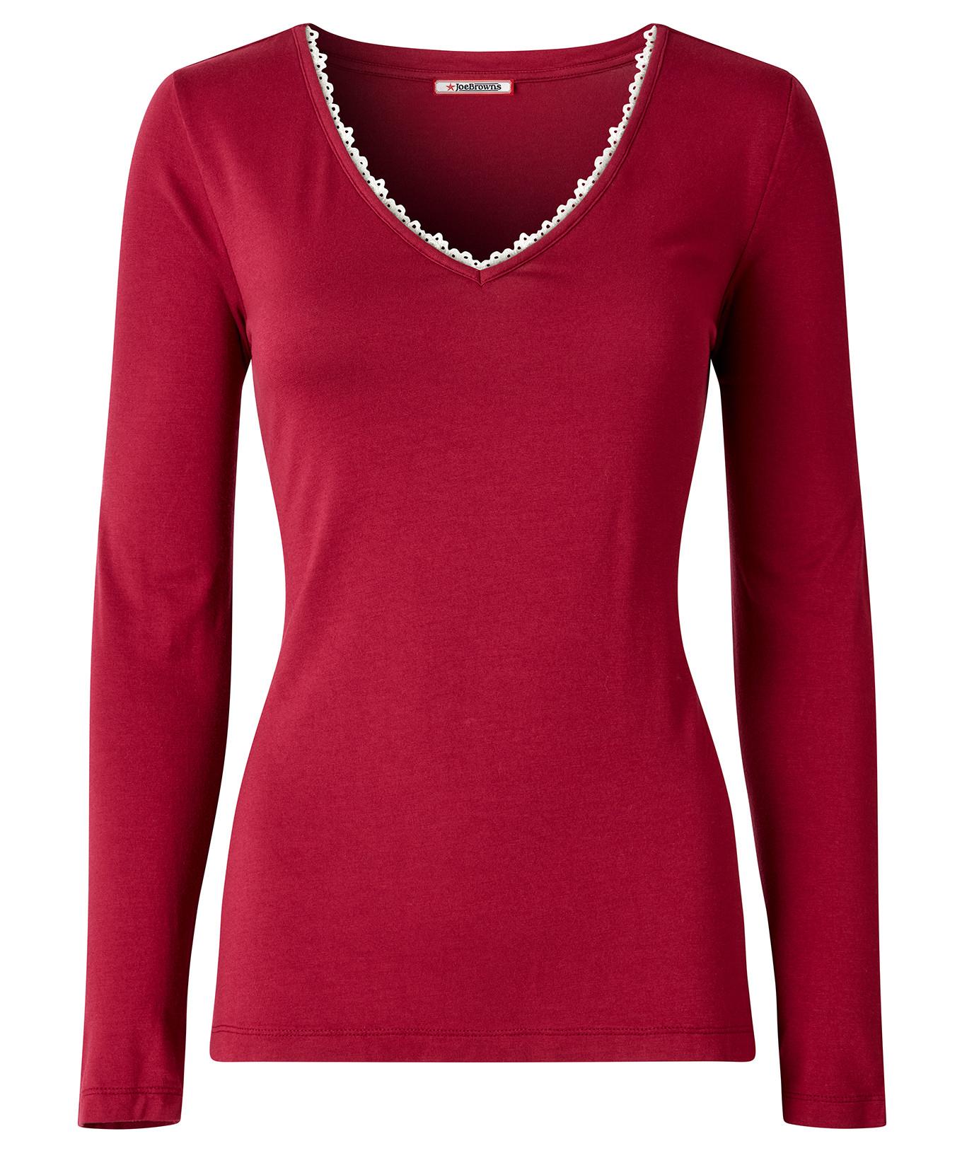 Joe Browns Top in jersey scollo a V con bordo in pizzo  